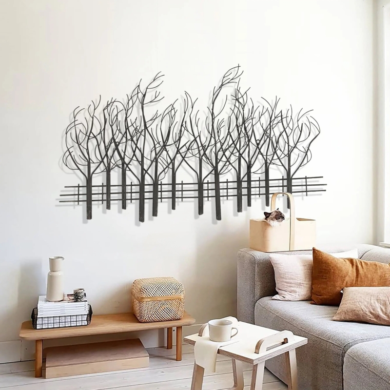 Wall Art Winter Tree Silhouette Horizontal Base Rails Nature Inspired