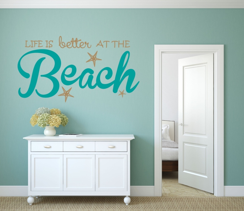 Wall Decal Life Is Better At The Beach Quote Script Typography Art