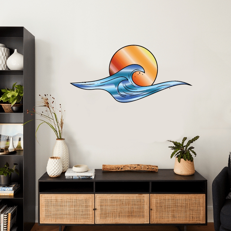 Wall Decal Stained Glass Effect Wave Motif Colorful Gradient Art