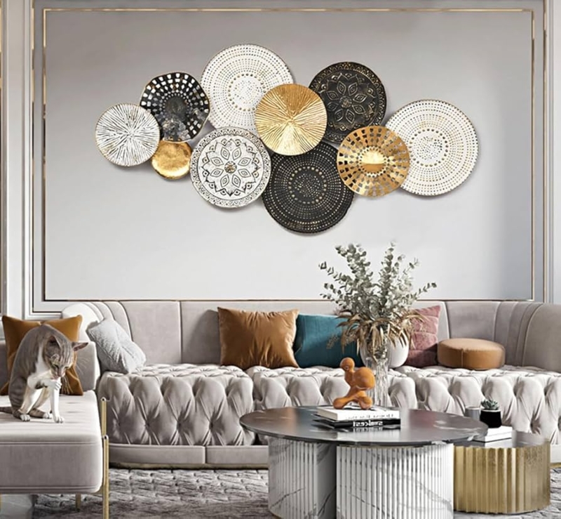 Wall Decor Mixed Metallic Mandala Patterns Overlapping Circles