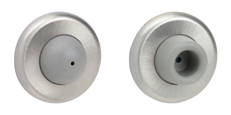 Wall Door Stop, Brushed Silver Convex Bumper, Commercial Wall Bumpers