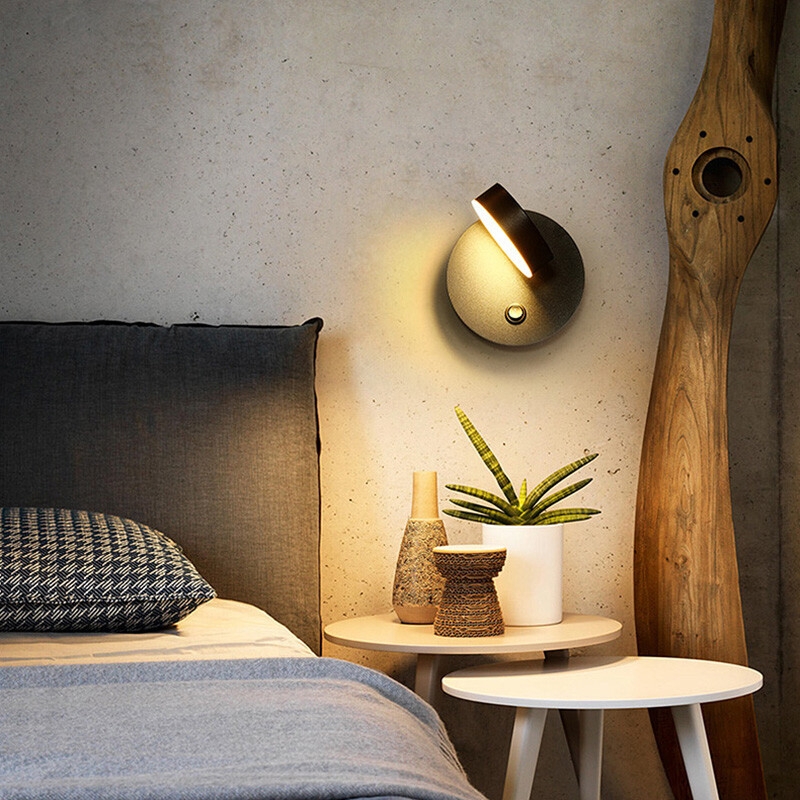 Wall Fixture: Rotatable Cylindrical Head With Warm LED Glow