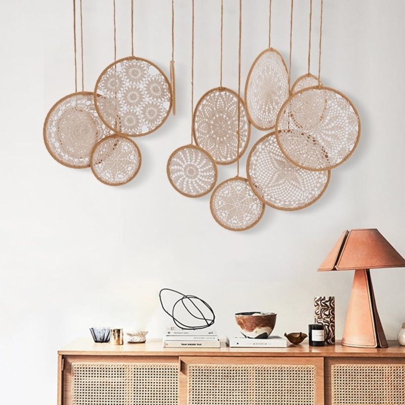 Wall Hanging Set Crochet Lace Multi Piece Suspended Cords Boho