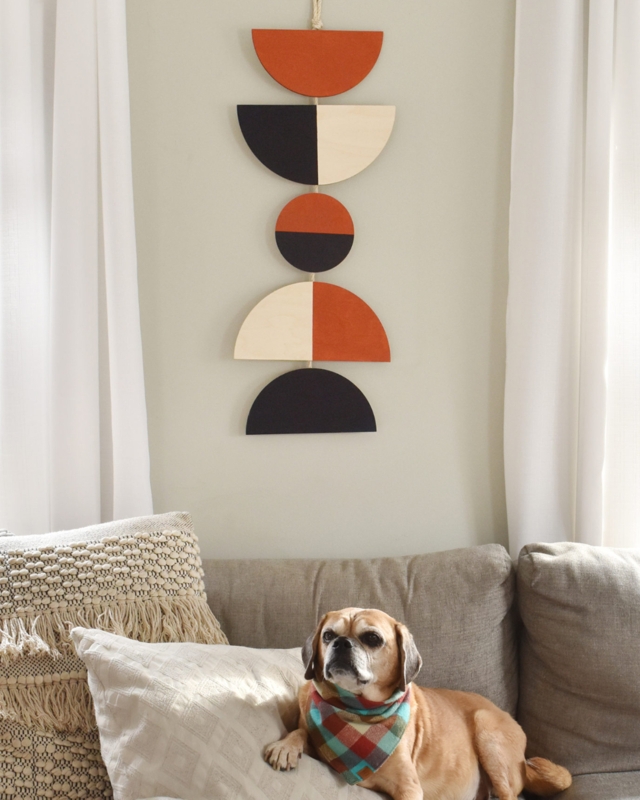 Wall Hanging Tiered Geometric Forms Color Blocked Wood Terracotta