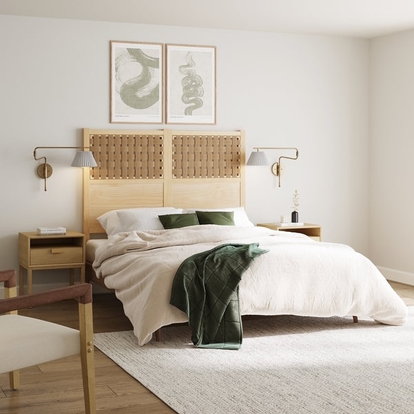 Wall Lamp: Antique Gold Swing Arm With Scandinavian Pleated Shade