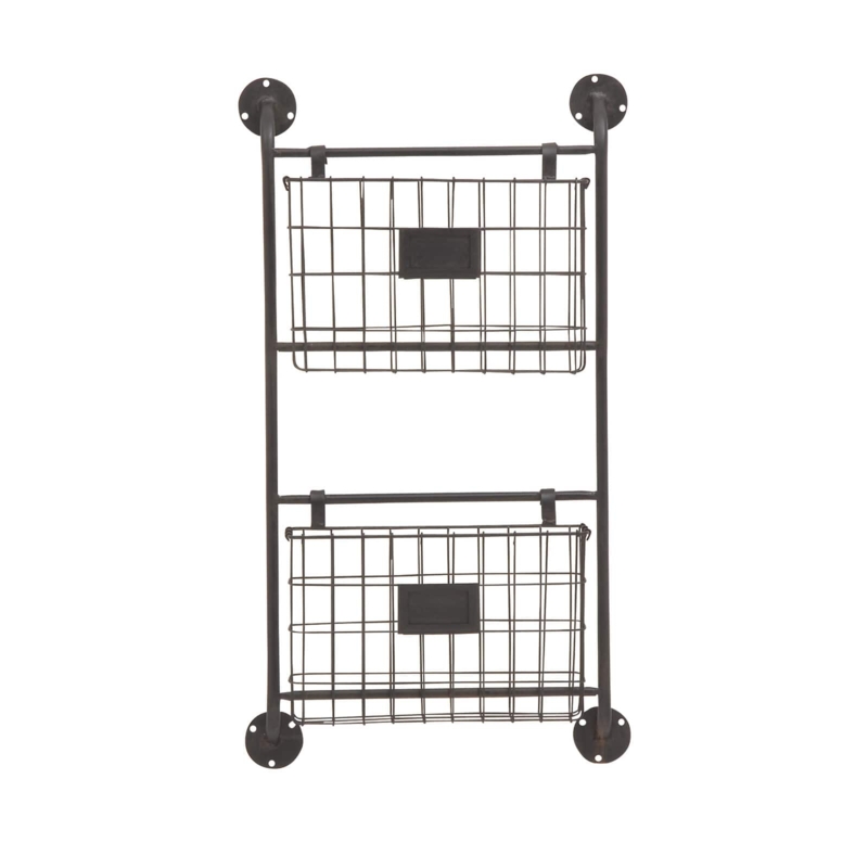 Wall Magazine Rack Industrial Pipe Frame Flanges Label Holders