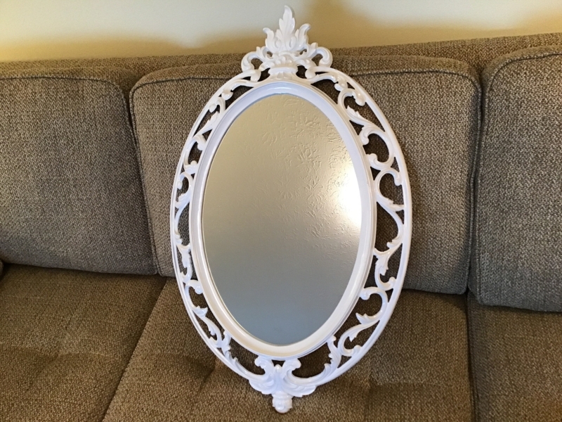 Wall Mirror in Hollywood Regency Style with White Open Scrollwork