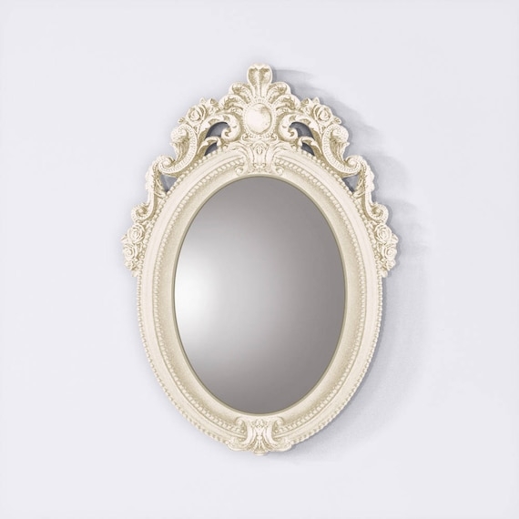 Wall Mirror with Acanthus Leaf Carving and Ivory Cream Blossoms