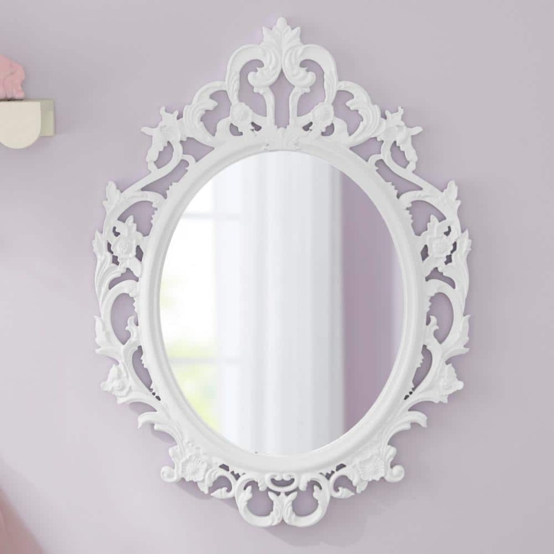 Wall Mirror with Openwork Frame and Bright White Scrollwork