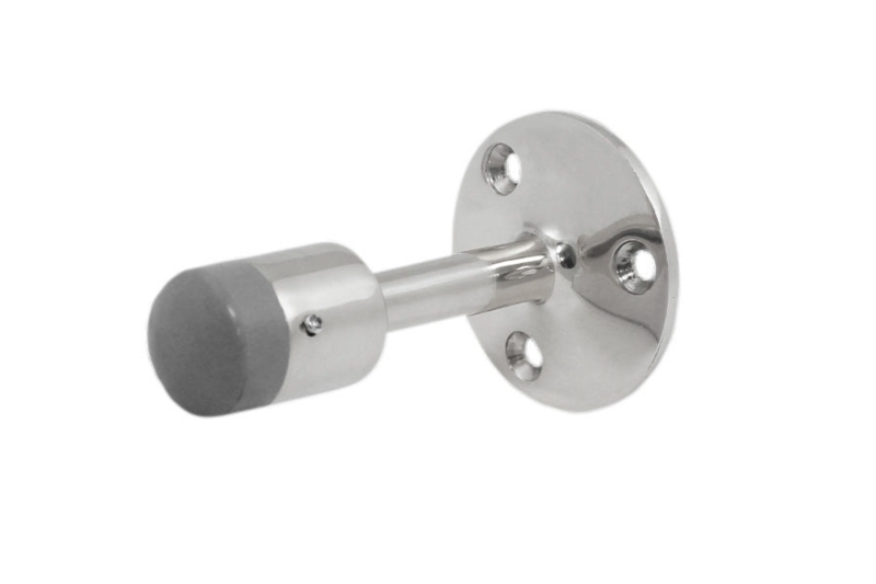 Wall Mounted Door Stop, Polished Silver Flat Tip Bumper, Heavy Duty