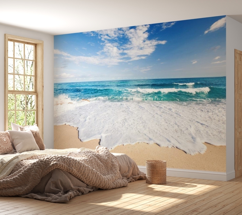 Wall Mural Panoramic Beach Scene Coastal Peel and Stick Bedroom Decor