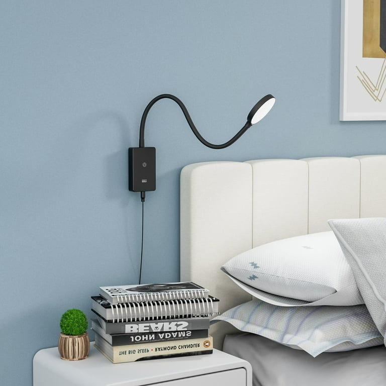 Wall Reading Light: Touch Dimmable Gooseneck With USB Port