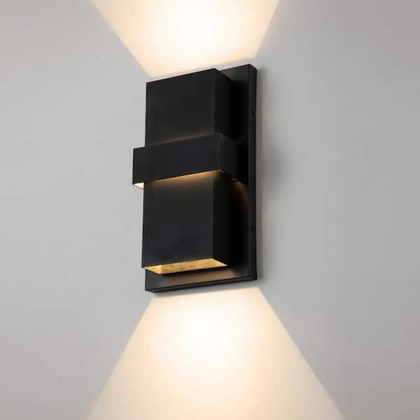 Wall Sconce, Architectural Matte Black Lighting with Geometric Layers