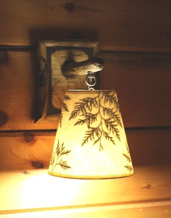 Wall Sconce Rustic Adirondack Branch Arm Fir Needle Pattern Handmade