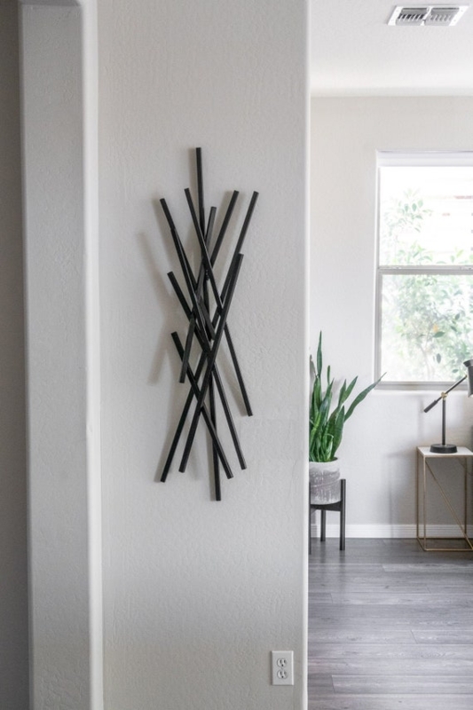 Wall Sculpture Intersecting Rods Brutalist Abstract Art Vertical