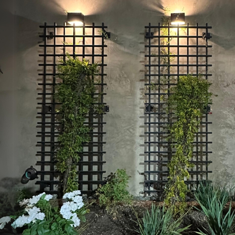 Wall Trellis Modern Frameless Grid Square Tube Metal, Black