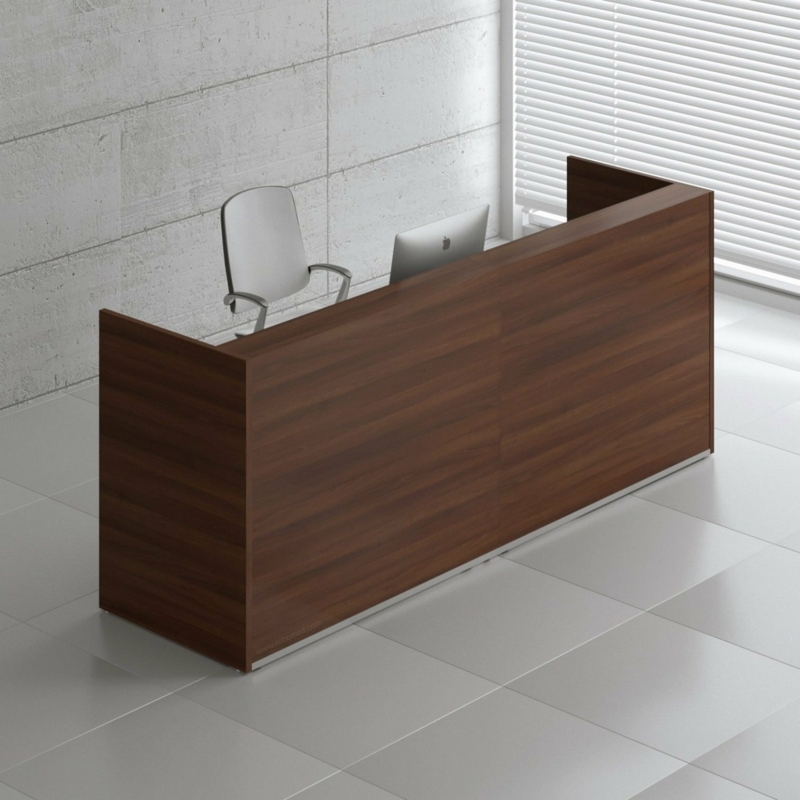 Walnut U-Shaped Reception Desk with Metal Kickplate Finish
