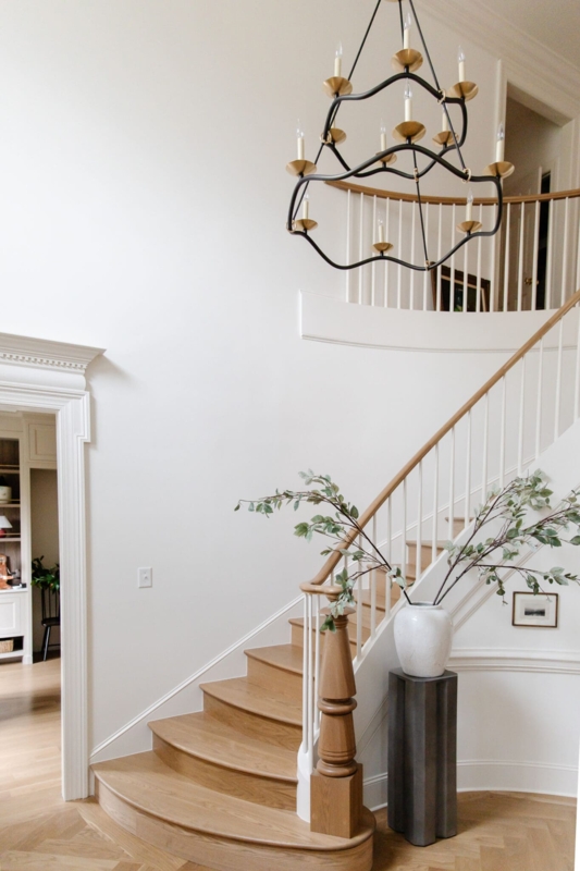 Wavy Frame Chandelier Matte Black Tiered Design Brass Accents