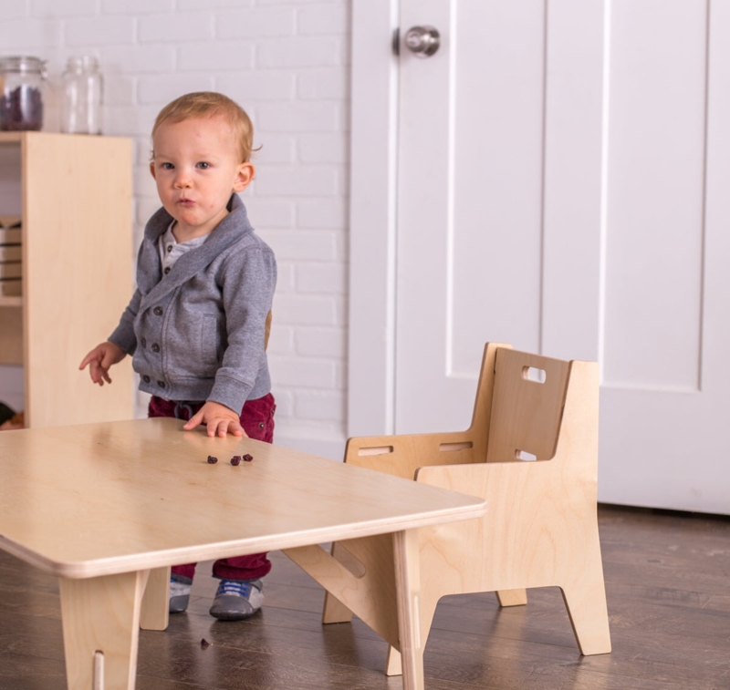 Weaning Table Set: Slot Construction & Natural Plywood Finish