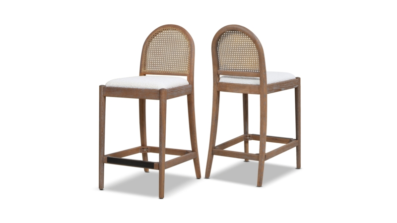 Weathered Counter Stool with Black Footrest Plate & Curved Back