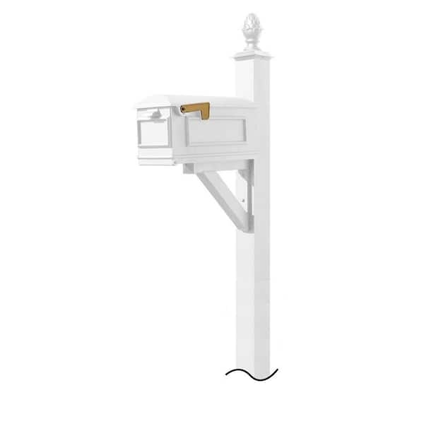 Westhaven White Post Mounted Non-Locking Cast Aluminum Mailbox System  WPDNBS3LMCWHT - The Home Depot