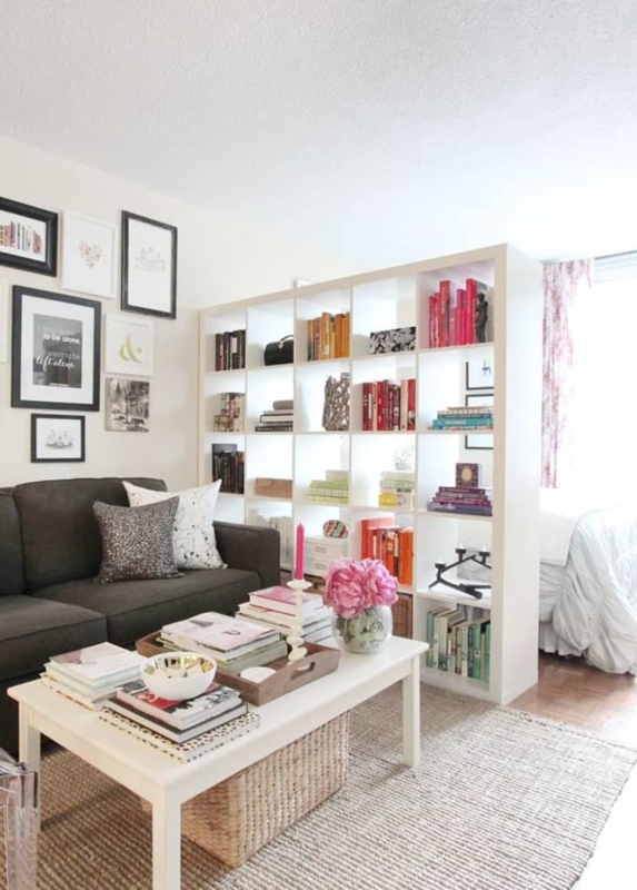 White Cube Room Divider Bookshelf with Open Storage Grid