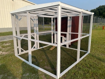 White Painted Wooden Chicken Run Gabled Roof Walk-In