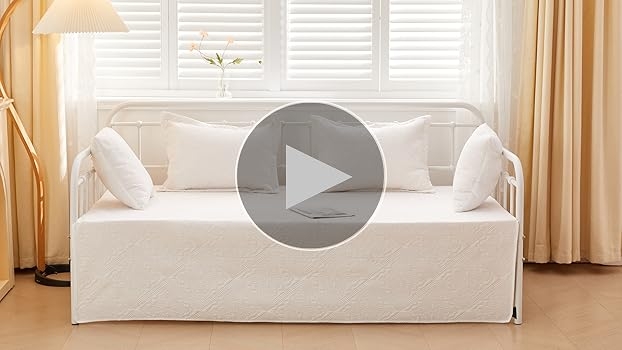 White Quilted Daybed Cover Modern Farmhouse Floor Length