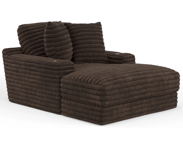 Wide Ribbed Chaise Lounge featuring Plush Fabric and Floor Level Base