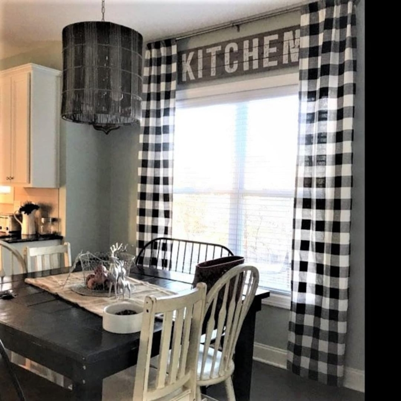 Window Curtains Large Scale Buffalo Plaid Floor Length Rod Pocket