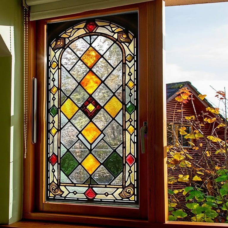 Window Film Craftsman Arched Geometric Design Static Cling