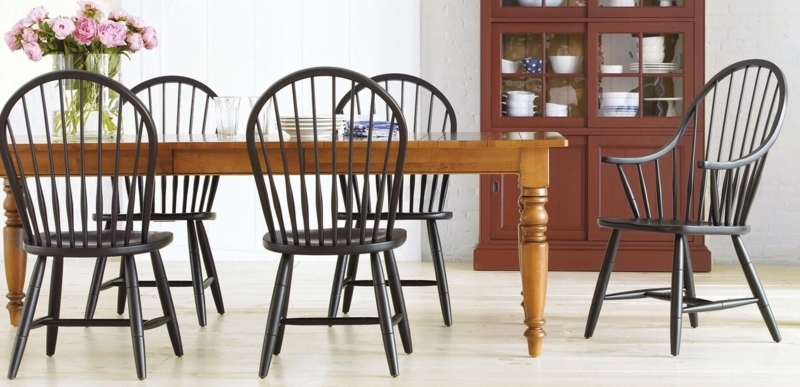 Windsor Chair featuring Arched Silhouette, Tapered Legs, Spindle Back.