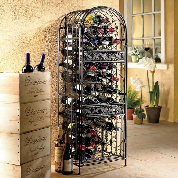 Wine Jail, Renaissance Style, Antique Bronze Finish, Arched Top, Locking