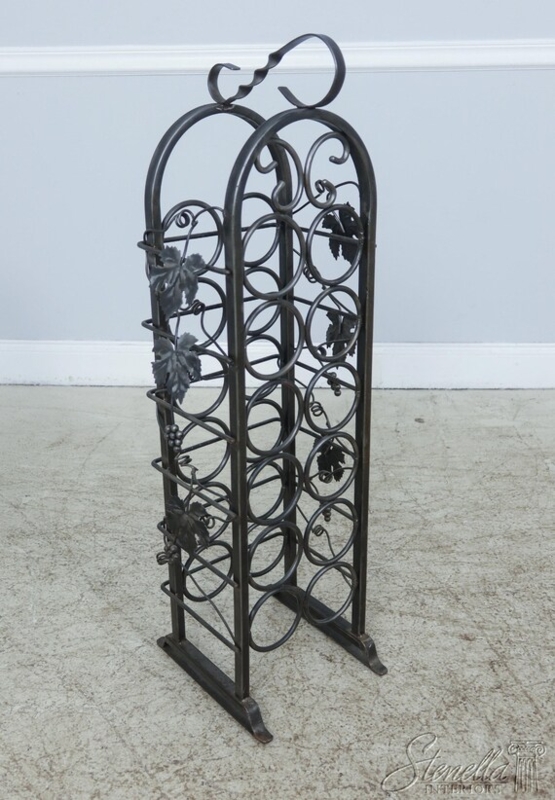 Wine Rack, Slim Profile, Charcoal Grey, Arched Top, Rustic Grape Leaf Accents