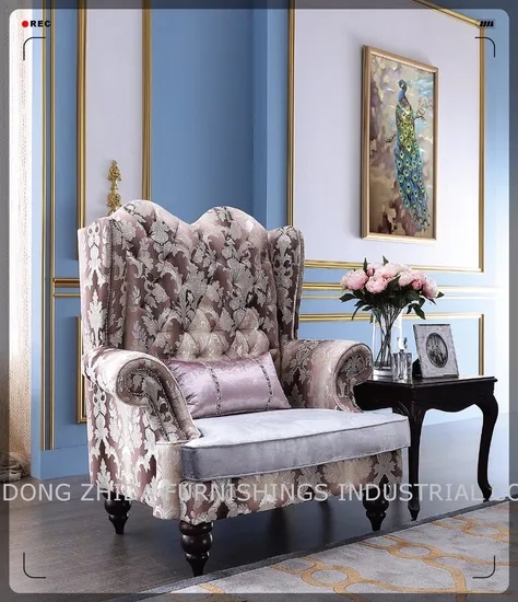 Wingback Accent Chair Scalloped Top Damask Pattern; Dusty Rose Regal Style