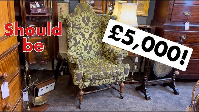 Wingback Chair High Arched Back Gothic Influence Large Scale Floral