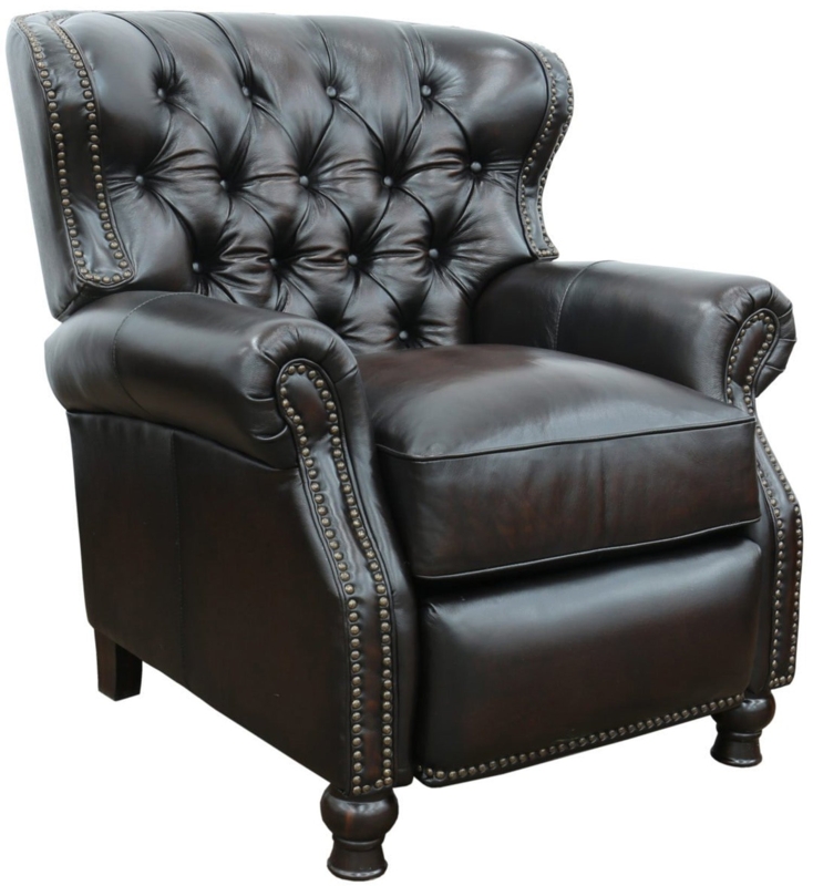 Wingback Recliner Espresso Brown with Button Tufting & Nailhead Trim