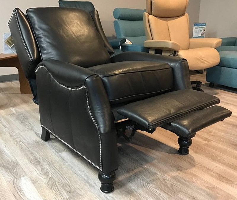 Wingback Recliner Traditional Pearlized Black with Silver Nailheads