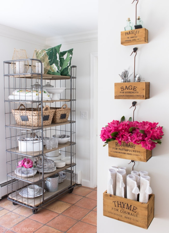 Wire Frame Bakers Rack with Industrial Casters, Rolling Pantry Shelf
