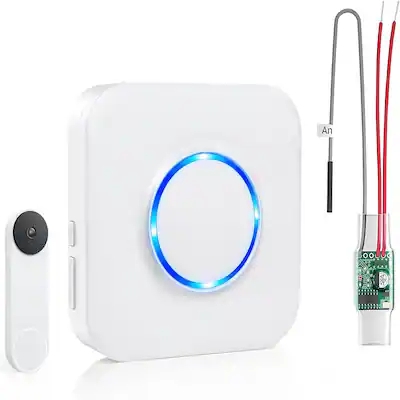 Wireless Doorbell Chime Compact Receiver Arctic White LED Indicator Ring