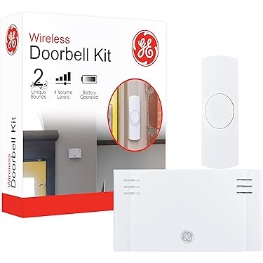 Wireless Doorbell Slim Push Button Matte White Battery Operated Kit