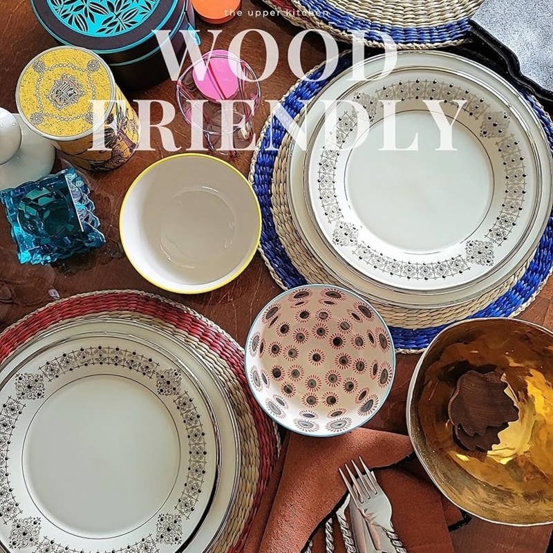Woven Charger Plates with Spiral Weave for Boho Dining Table Decor