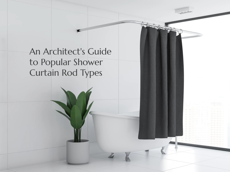 Wrap-Around Shower Curtain Rod Polished Chrome Ceiling Support