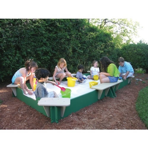 10' x 10' Sandbox with Cover - 4 Corner Seats