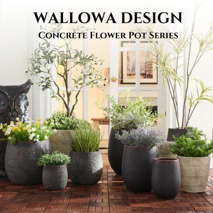 20" H Weathered Concrete Tall Planter, Black Large Outdoor Indoor Deco   Wallowa Design
