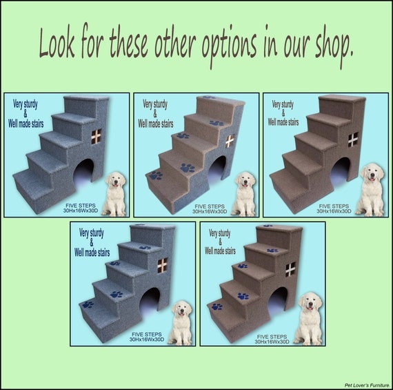 30-Inch Tall Pet Stairs With Hideaway Den Five-Step Carpeted