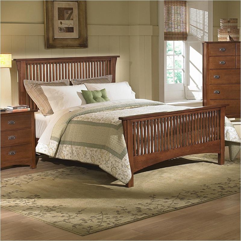 320-557 Vaughan Bassett Furniture Queen Mission Slat Bed-dark Oak
