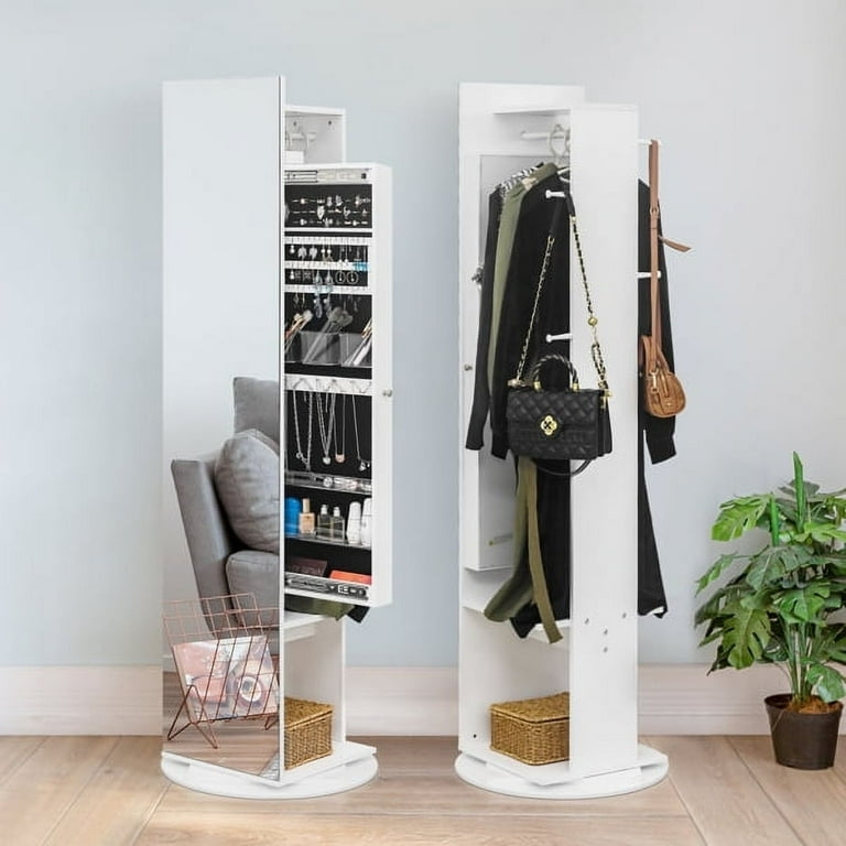 360-Degree Rotating Armoire with Integrated Coat Rack