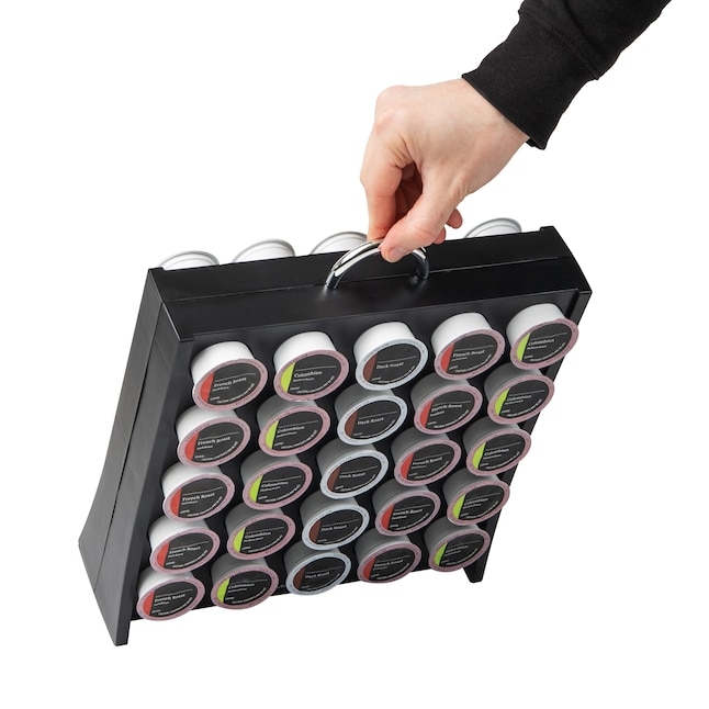 50 Capacity Coffee Pod Holder Organizer, Carrying Handle Black