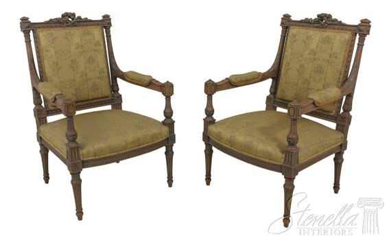 58704EC: Pair French Louis XVI Style Ornately Carved Open Armchairs - Etsy